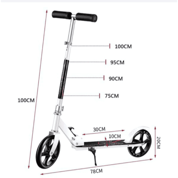 Black Folding 2-Wheeled Commuter Scooter With Adjustable Handlebars Copy - Image 3